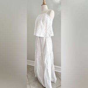 Unsubscribed Linen Top & Tiered Skirt Set rope tie Size 2 -top worn once